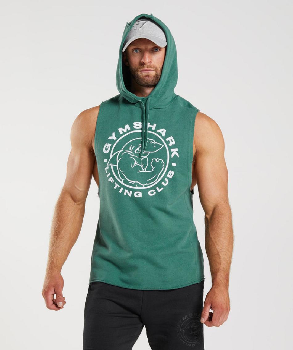 Sudadera Con Capucha Gymshark Legacy Drop Arm Hombre Verde | CO 3641GSO